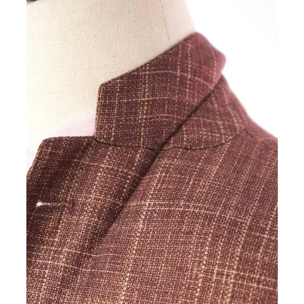 $2,195 CORNELIANI - Brick Red *PURE SILK* Blazer - 44R